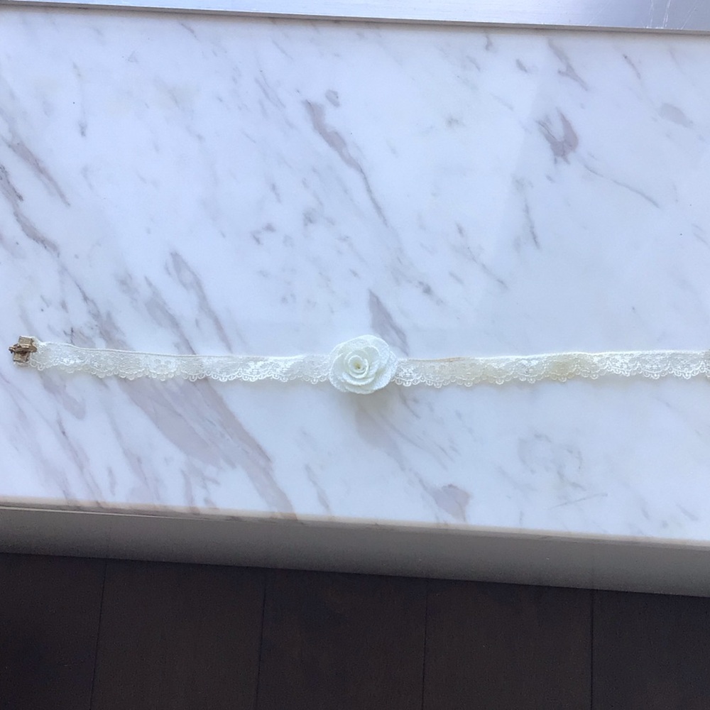 White Lace Choker with Flower